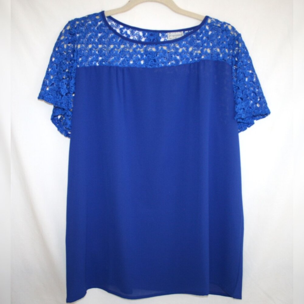 *New* Espressa Royal Blue Lacey Short Sleeve Blouse
